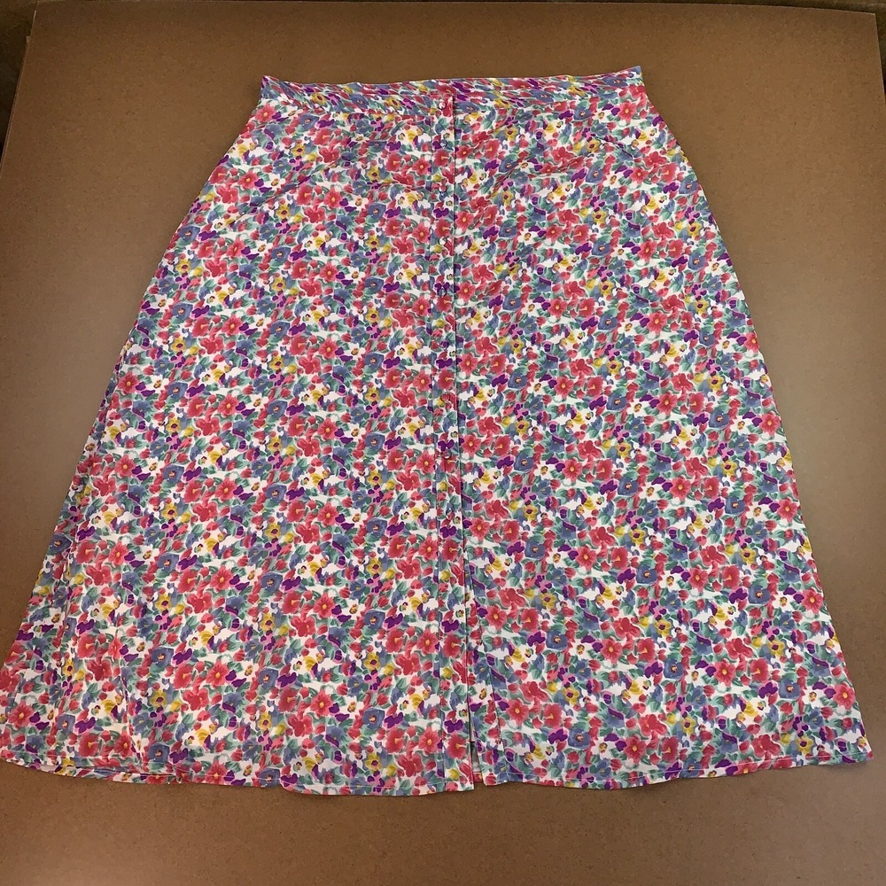 Wednesday's Girl Women's Plus Size 24 Vintage Floral Button Through Midi Skirt